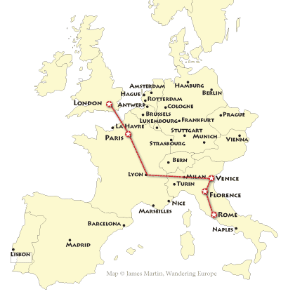 European Countries Map map of the grand tour of europe